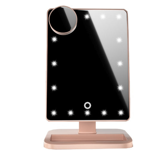 Miroir de maquillage à écran tactile avec 20 lumières LED, haut-parleur Bluetooth pour musique et miroirs grossissants 10X.